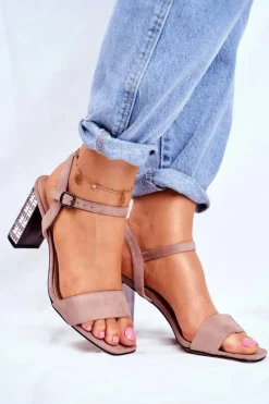 Sandały Damskie Na Słupku Różowe Barski Baskila