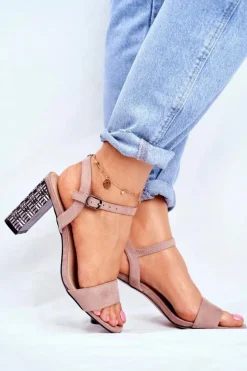 Sandały Damskie Na Słupku Różowe Barski Baskila