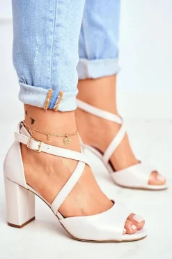 Sandały Damskie Na Słupku Sergio Leone Beżowa Perła SK865