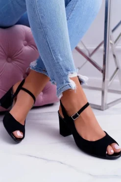 Sandały Damskie Na Słupku Sergio Leone SK808 Czarne Dali