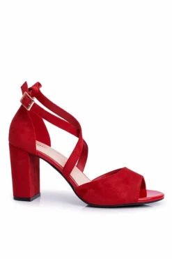 Sandały Damskie Na Słupku Sergio Leone Czerwone SK865