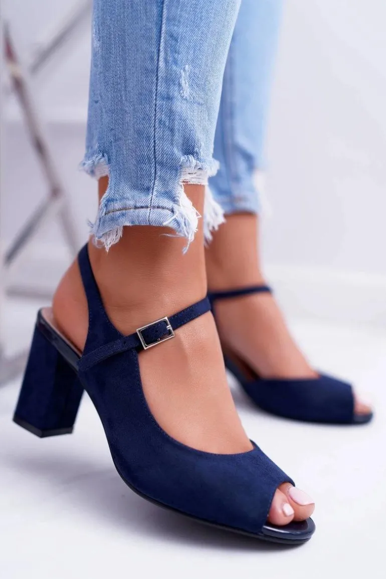 Sandały Damskie Na Słupku Sergio Leone SK808 Granat Dali