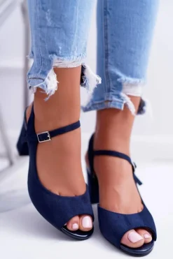 Sandały Damskie Na Słupku Sergio Leone SK808 Granat Dali