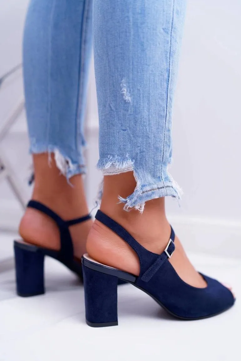 Sandały Damskie Na Słupku Sergio Leone SK808 Granat Dali