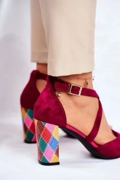 Sandały Damskie Na Słupku Sergio Leone Fuksja SK865