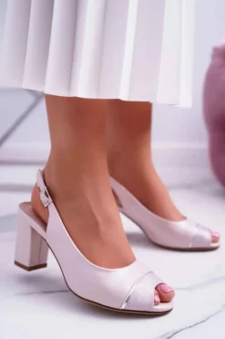 Sandały Damskie Na Słupku Sergio Leone SK762 Różowa Perła Faune