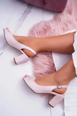 Sandały Damskie Na Słupku Sergio Leone SK762 Różowa Perła Faune