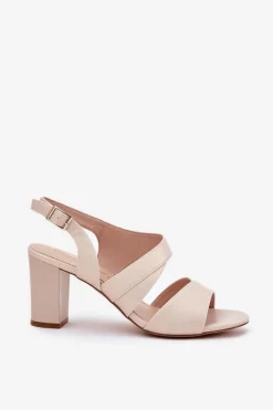 Sandały Damskie Na Słupku Sergio Leone SK866 Beżowe