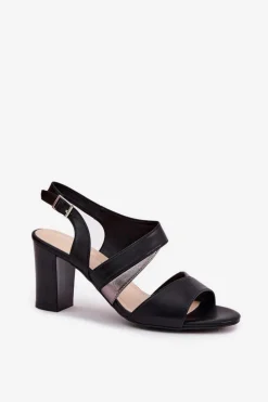 Sandały Damskie Na Słupku Sergio Leone SK866 Czarne