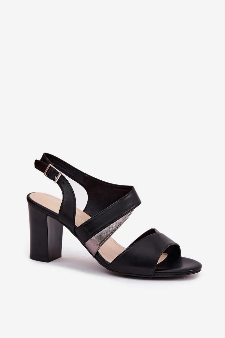 Sandały Damskie Na Słupku Sergio Leone SK866 Czarne