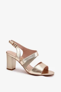 Sandały Damskie Na Słupku Sergio Leone SK866 Złote