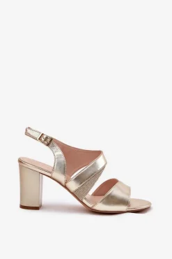 Sandały Damskie Na Słupku Sergio Leone SK866 Złote