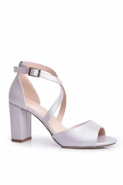 Sandały Damskie Na Słupku Sergio Leone Srebrna Perła SK865