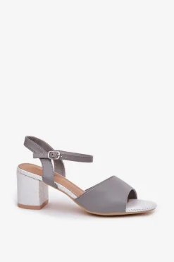 Sandały Damskie Na Słupku Vinceza 20275 Szare