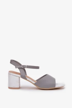Sandały Damskie Na Słupku Vinceza 20275 Szare