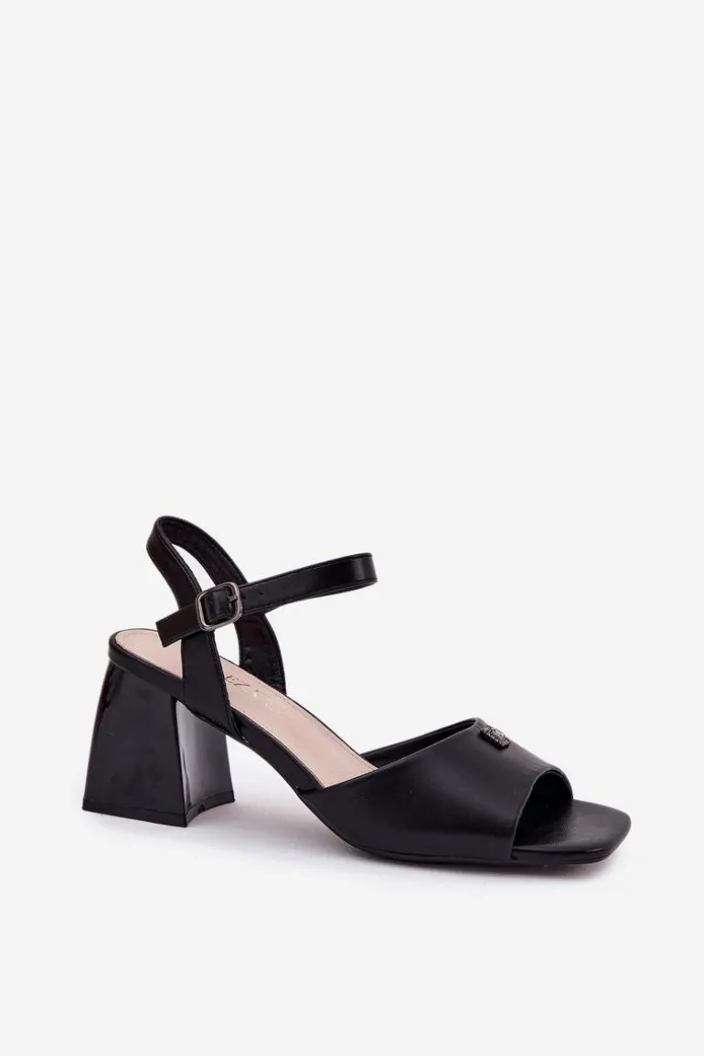 Sandały Damskie Na Słupku Vinceza 62235 Czarne