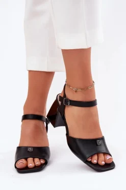 Sandały Damskie Na Słupku Vinceza 62235 Czarne