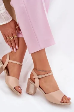 Sandały Damskie Na Słupku Vinceza 20275 Beżowe