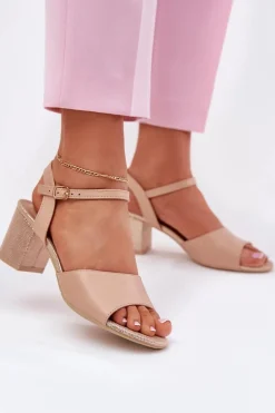 Sandały Damskie Na Słupku Vinceza 20275 Beżowe