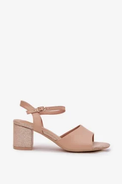 Sandały Damskie Na Słupku Vinceza 20275 Beżowe