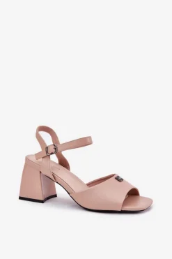 Sandały Damskie Na Słupku Vinceza 62235 Beżowe