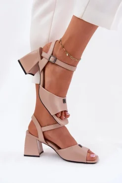 Sandały Damskie Na Słupku Vinceza 62235 Beżowe