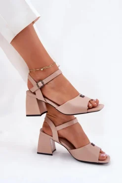Sandały Damskie Na Słupku Vinceza 62235 Beżowe