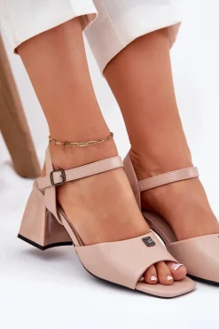 Sandały Damskie Na Słupku Vinceza 62235 Beżowe