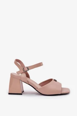 Sandały Damskie Na Słupku Vinceza 62235 Beżowe