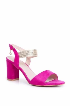 Sandały Damskie Na Słupku Zamszowe Fuksja Enjoy