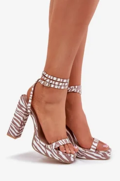 Sandały Damskie Na Słupku Z Paseczkiem Zebra Fevenne