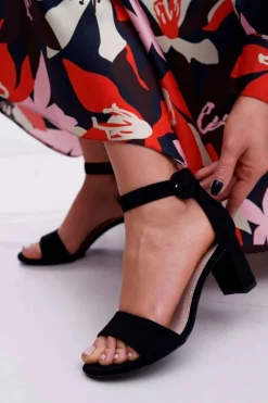 Sandały Damskie Na Słupku Zamszowe Czarne Lexi