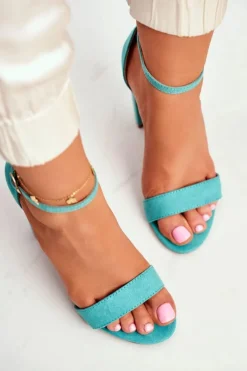 Sandały Damskie Na Słupku Zamszowe Zielone Anastasie