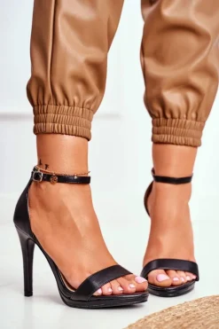 Sandały Damskie Na Szpilce Czarne Frenzy