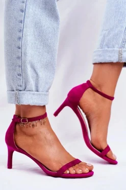 Sandały Damskie Na Szpilce Klasyczne Fuksja Mintore