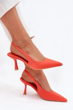 Sandały Damskie Na Szpilce Pomarańczowe Lunira