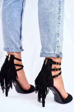 Sandały Damskie Na Szpilce Gladiatorki Czarne Carnival