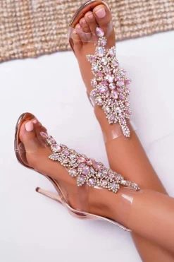 Sandały Damskie Na Szpilce Lu Boo Różowe Złoto 2047-89 Milleni