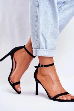 Sandały Damskie Na Szpilce Klasyczne Czarne Basilian