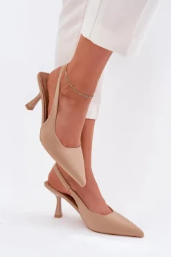 Sandały Damskie Na Szpilce Beżowe Lunira