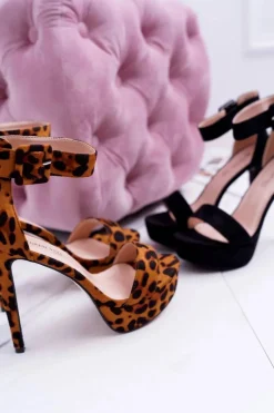 Sandały Damskie na Szpilce Platforma Czarne Welbos