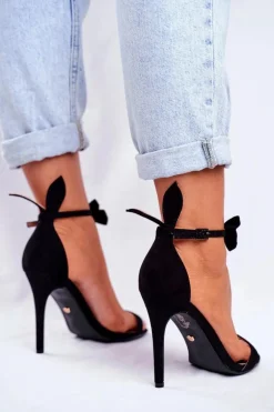 Sandały Damskie Na Szpilce Królicze Uszka Czarne Honey Bunny