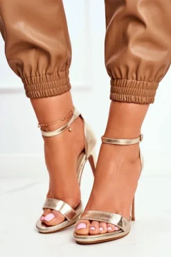 Sandały Damskie Na Szpilce Złote Frenzy