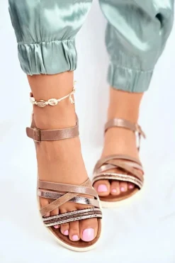 Sandały Damskie Płaskie Brązowe Replay