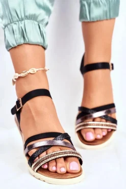 Sandały Damskie Płaskie Czarne Replay