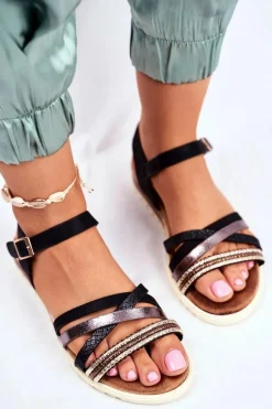 Sandały Damskie Płaskie Czarne Replay