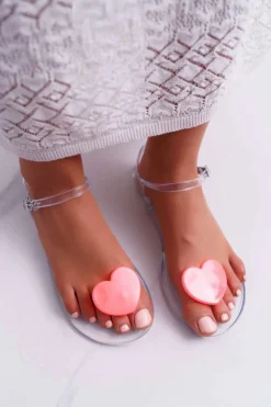 Sandały Damskie Płaskie Gumowe Serduszko Coral Imanda