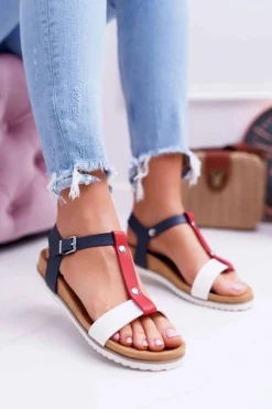 Sandały Damskie Płaskie Profilowane 8SD35-0306 Kolorowe Dubi