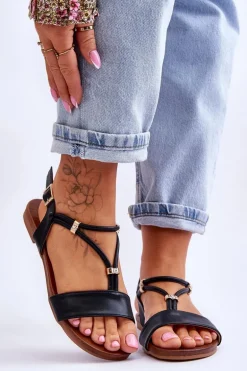 Sandały Damskie Płaskie S.Barski KV-541-120 Czarne