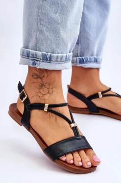 Sandały Damskie Płaskie S.Barski KV-541-120 Czarne